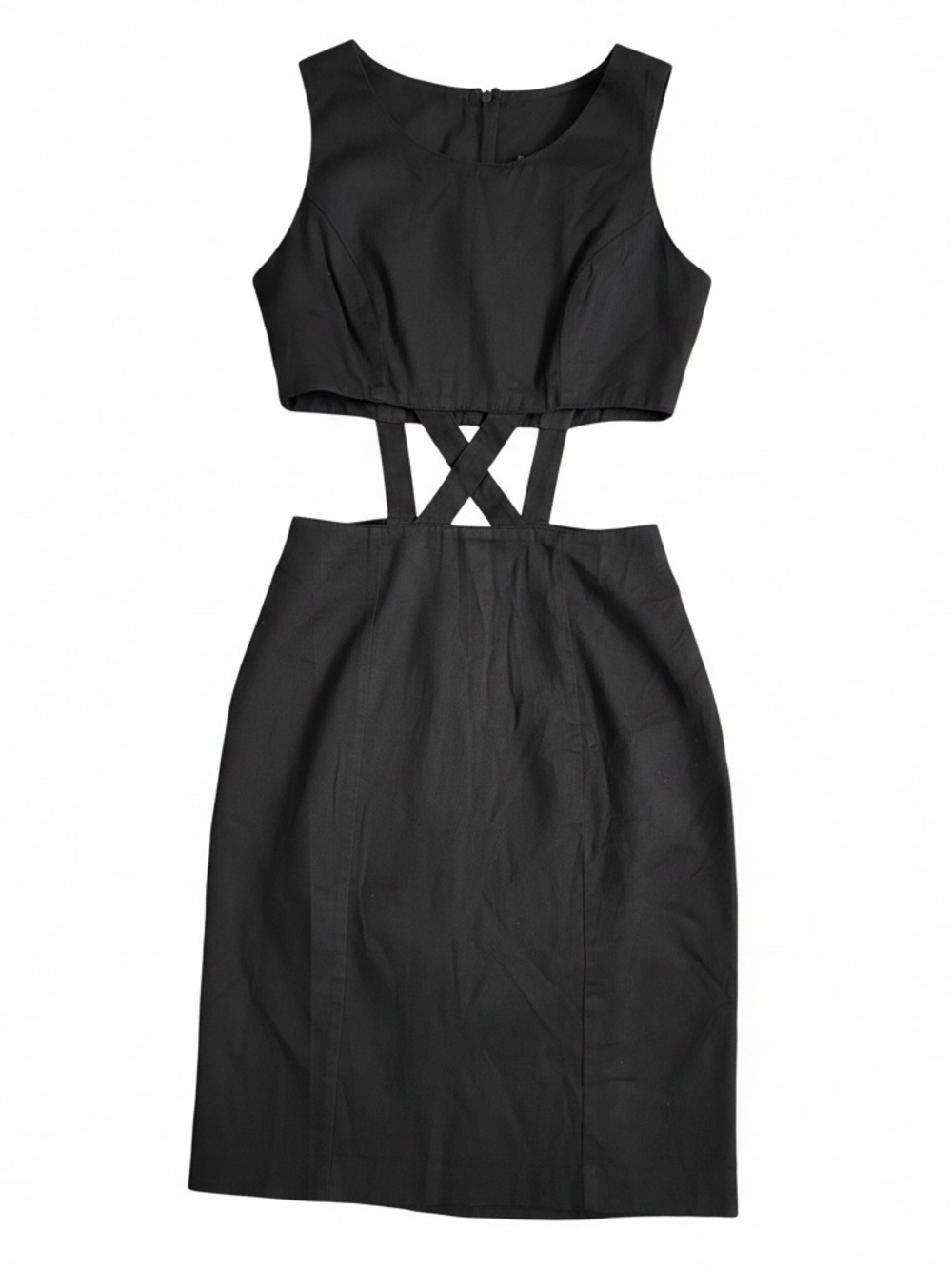 Vintage Black Cutout Sheath Dress - No Size, Fits Small, Date Night, Midriff